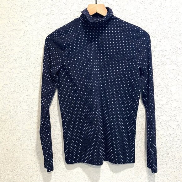 GAP Navy Polka Dot Featherweight Cotton Blend Turtleneck Size Small - Picture 1 of 4